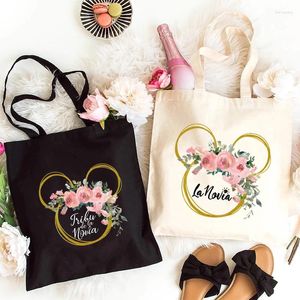 Shoppingväskor spanska bruddusch bröllop tote väska team brud truppen singel avsked Bachelorette Hen Party Canvas axel