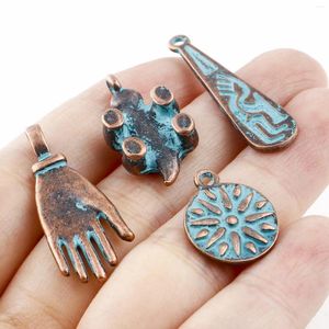 Pendant Necklaces DoreenBeads 20PCs Copper Bohemian Patina Cross Palm Vintage Antique Metal Charms DIY Making Necklace Earrings Jewelry