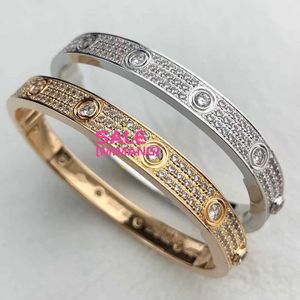 Designer Cartres Bangle High Version 18K Rose Gold Ten Diamond Full Sky Star Love Screw Par Clip Armband F9RL