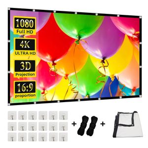 MIXITO Projection Curtain 16 9 Ratio HightDensity 60150Inch Foldable AntiCrease Portable Movie Projector Screen 240430