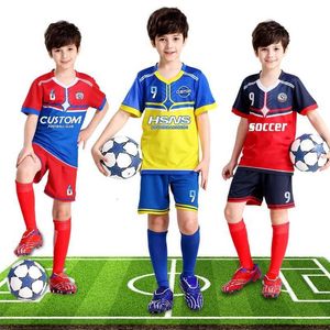 Jerseys Custom Printing Boys Football Training Jersey Ldrens Football Shirts Polyester Summer Soccer Wear Uniform Set for Kids Y301 H240508