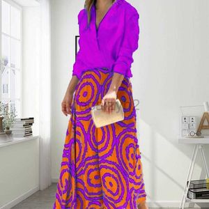 Sıradan Elbiseler Tasarımcı Elbise 2024 Yaz Kadınların Zarar V-Gözü Düz Renk Uzun Kollu Üst Boyalı Yarım Etek Günlük Set Artı Beden Elbiseler