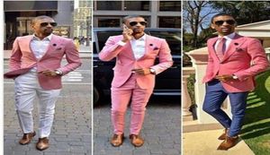 2018 New Fashion Pink Men Suit Cheap Custom Mad Groom Suits Mens Groomsmen Slim Fit Man Prom Celebrity Groom Tuxedos Jacket3073657