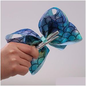 Hårklämmor Barrettes 8inch Siwa Bows Mermaid Baby Designer Girls Kids Hair Clips Childrens Fashion Hairpin Drop Delivery Jewelry Hairje Dhcyb