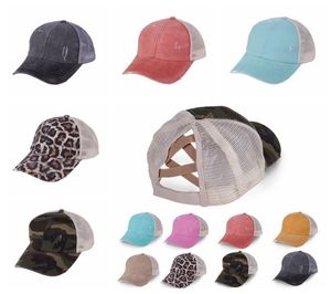 Ponytail Baseball Cap 10 Kolory Niechlujne czapki dla kobiet umyte bawełniane czapki Snapback Casual Summer Sun Visor Outdoor Hat CCA12271 5571201