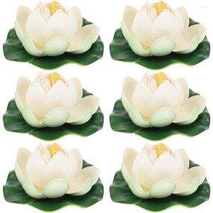 Decorative Flowers 6 Pcs Simulation Lotus Leaf Swimming Pool Decoration Artificial Ornament Foam Floating