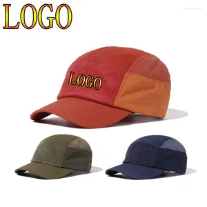 Ball Caps Custom Logo Unisex Corduroy Baseball Cap Outdoor Men Hip Hop Adjustable Trucker Five Leaf Hat Color Matching Snapback Hats