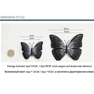 3PCSFridge Magnets 12Pcs Seven Solid Colors Double Layer 3D Butterfly Wall Sticker For Wedding Home Decoration Magnet Butterflies Fridge Stickers