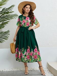 Abiti taglie forti da donna abbigliamento 2024 estate floreali boho beach vacanze abiti lunghi festa elegante stampato vintage a manica corta maxi