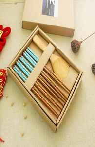Whole Exquisite Pack of 5 pairs cutlery bamboo chopsticks Carved Simple Style Chinese characteristics Gift New Arrival6345972