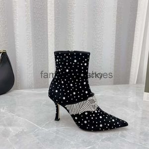 JC Jimmynessità Choo Crystal di qualità Crystal Stivali di strass caviglia puntate con tacchi da donna Designer Designer Solletie Solletie Scheroni da sera Factory Foot 9GKJ