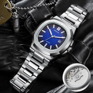 Armbanduhr Kimsdun Square Luxury Watch für Männer Kalender Mode mechanische Design Quarz Uhren Edelstahlgurt Gurthände