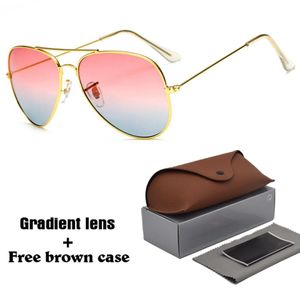 Óculos de sol clássicos homens homens designer de marca Driving Glasses UV400 Goggle Metal Frame Gradient Lens com casos marrons3845001