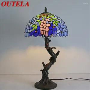 Table Lamps OUTELA Tiffany Lamp Modern Creative Decorative Pattern Figure LED Light For Home Bedroom