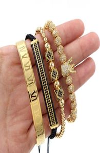 4PCSSet Roman Number rostfritt stål armband kvinnor män par armband guld krona armband mode smycken9836018