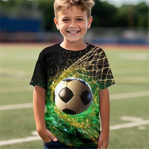 Roupas irlandesas de camisas para meninas de 10 a 14 camisa de futebol para meninos usando tampa de estampa de futebol para crianças Camiseta coreana Nova camiseta de verão H240508