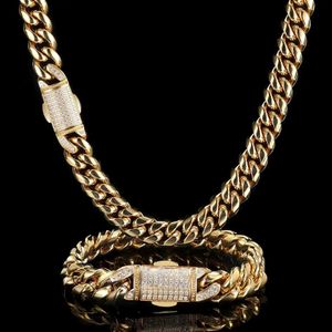 12 -mm -Hüfthop -Hop -Schachkupplungs -Edelstahl Luxus kubanischer Schmuckarmbänder für Männer Bling Clasp PVD wasserdichte Schmuck 240508