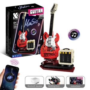 500pcs Teknik Yaratıcı Uygulama Gitar Yapı Başları Tuğlalar Bluetooth Sesli USB Hediye MOC Setleri Oyuncaklar Kid 240428