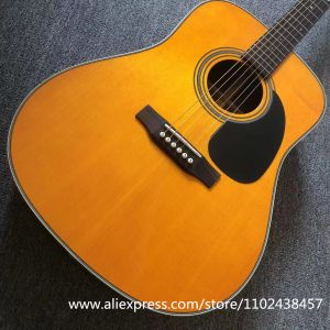 Guitarra de 41 polegadas D Corpo 28 Guitarra acústica da série, top de abeto sólido, braço de pau -rosa e ponte, sintonizador de prata, acústica acústica de alta qualidade