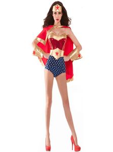 Neue europäische und amerikanische Halloween -Umhang weibliche Superman -Kostüm Sexy Jumpsuit Wonder Frau Uniform8518844