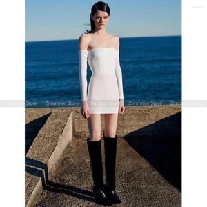 Casual Dresses AP Original White Long-sleeved Tube Top One-shoulder Wrap Hip Mini Party High-end Dinner Luxury Short Skirt