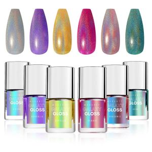 Nail Gel Holographic Polish Set Makartt 6 Galaxy Gloss Lacquer Metallic UV/LED Lamp Curved for Salon Art Gift Q240507