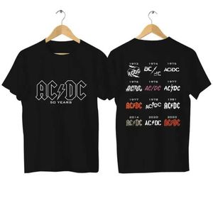 T-shirt ual com 50 anos de história AC DC Gráfico curto de mangas curtas Esportes de grandes dimensões Top confortável e de alta qualidade Roupas de rua J240506