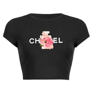 Men's T-Shirts Summer womens T-shirt bet floral water printed cotton cut navy short Serve T solid Strt Y2K top grade Fa Ts H240508