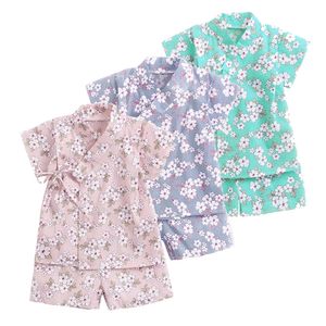 Sanlutoz Cotton Born Baby Girls Clothes Summer 2st Pyjamas For Toddler Baby Floral Spädbarnskläder Set 240507