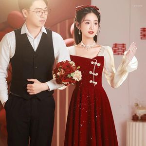 Etnisk kläder traditionell kinesisk stil brud bröllopsklänningar vintage qipao everning party cheongsams kvinnlig toast cheongsam vestidso