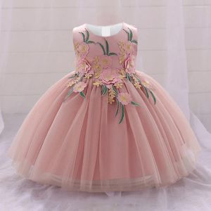 Girl Dresses Fluffy Flower Tulle Baby Girls Dress White Wedding Party Baptism Princess For 1st Birthday Formal Gala Kid Clothes