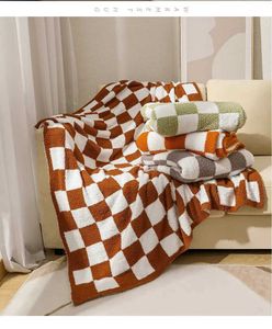 Filtar Textil City Ins Nordic Sofa Filt Checkerboard Plaid Velvet Throw Filt Home Sofa Cover Sticked Filt 150x200cm