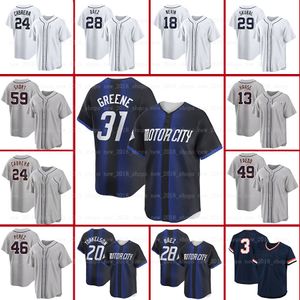 31 Riley Greene Detroit 2024 City Connect Jerseys Javier Baez Motor City Baseballl Miguel Cabrera Alan Trammell Kerry Carerte Kerry Carpente