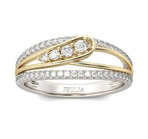 حلقات الماس المطلية بالذهب ثنائية اللون للنساء بلورات كاملة أزياء إكسسوارات مجوهرات إصبع الإناث 7822493