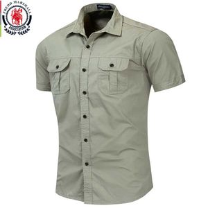 Camisas de vestido masculinas de K6Uz Fredd Marshall nova camisa militar Militar Milled Men Shir Shirt Shirts 100% algodão Casual Casual Camisa de bolso de bolso de bolso 55889 D240507
