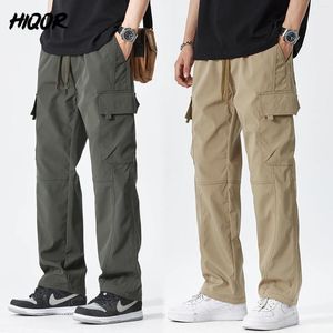 Men's Pants HIQOR Men Outdoor Hiking Cargo Spring Summer Cotton Trousers Male Baggy Armygreen Multi Pocket Joggers Pantalon