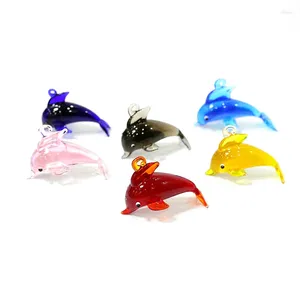 Dekorative Figuren Süßes Delphin Charm Glass Anhänger Miniatur Meeres Meer Tier Ornamente für DIY -Schmuckzubehör oder Aquarium
