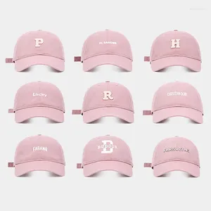 Czapki piłki różowe słodkie słodkie modne damskie jesień zima wszechstronna czapka baseballowa haftowana łatka szlifowana na zewnątrz ciepło głębokie