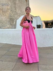 Kadın moda renk eşleşen kayış maksi elbise kadın seksi omuzsuz kolsuz elbise kadın partisi tatil elbisesi 240428