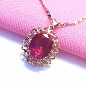 Kedjor 585 Purple Gold Fashion Sunflower Ruby Pendant Plated 14k Rose Necklace For Women Shiny Hollow Out Luxury Smycken