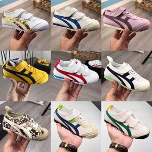 Gel tiger mexico 66 lifestyle per bambini scarpe da corsa di blu bianco blu giallo beige istruttori di bassa moda mocassini bambini bambini giovani bambini ragazze sneaker sportive dimensioni 22-35