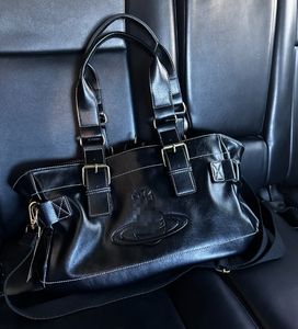 Tasarımcı Çanta Satürn Tote Çanta Vintage Siyah Deri Hobo Büyük Kapasiteli Çanta Çanta