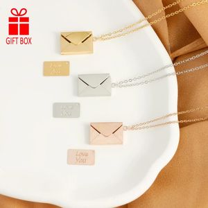 Pendant Necklaces Love Card Envelope Women's Fashion Valentine's Day Stainless Steel Jewelry Gift Exquisite Box Necklace