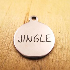 ペンダントネックレス20pcs/lot -jingleステンレススチールチャーム - レーザー彫刻カスタマイズされたDIYペンダント