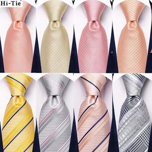 Designer Hi-Tie Designer Hi-Tie Pink Solid Striped Wedding cravatta per uomini Handky Buccink Reghip Fashion Business Party Dropshiping