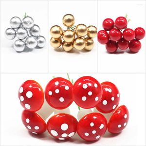 Fiori decorativi mini berry in plastica berry artificiale fiore natalizio rosso in oro foglia di ciliegia regalo fai -da -te decorazioni per la casa decorazioni per matrimoni