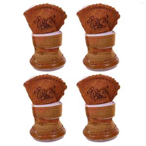 Hundkläder 4st Vinter Pet Puppy Casual Anti-Slip Fleece Boots For Warm Shoes Size S (Coffee)