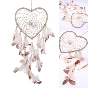 Dekorativa figurer Beige Dream Catcher Pendant Handvävd väggdekor Konsthantverk Romantisk kreativ handgjord vacker för flickvän gåva