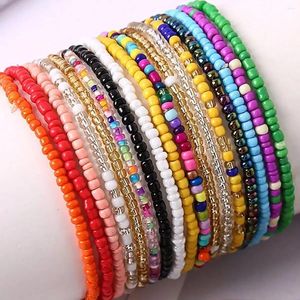 Necklace Earrings Set 17Pcs Random Color Mixing Elastic Beaded Bracelets Bohemian Stackable Stretch Colorful Boho Beach Bracelet