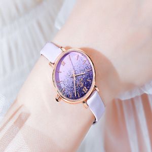 Light Luxury 2021 Starry Sky Miboni Quartz 시계 여성 자수정 보라색 학생들은 아름다운 여자 손목 시계 256b